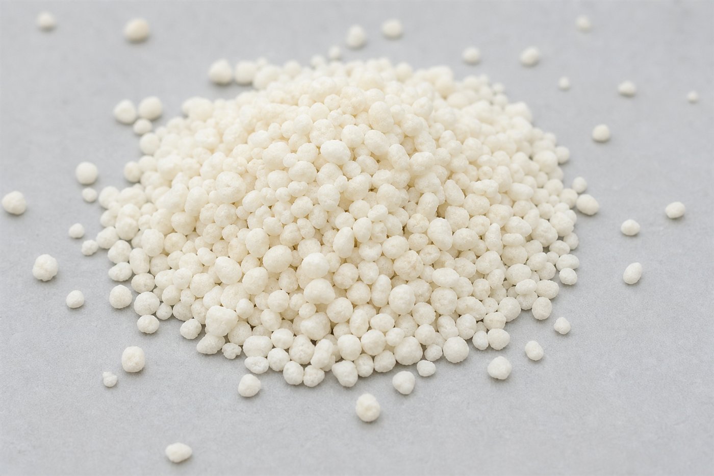 Granular ammonium sulphate standard sample close-up